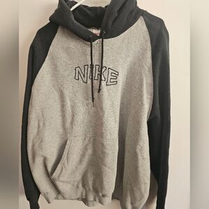 Vintage Nike Men's Hoodie in Black and Gray XXL